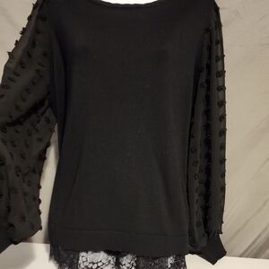 Black Boxy Embellished Blouse Sweatshirt